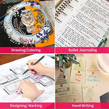 VITOLER 24 Colored Journaling , Fine Line Point Drawing Marker Pens for Writing Journaling Planner Coloring Book Sketching Taking Note Calendar Art Projects Office School Supplies (24 Colors)