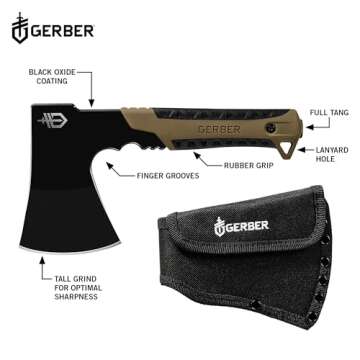 Gerber Gear Pack Hatchet - 3.5" Steel Blade Axe with Full Tang - Survival, Bushcraft and Camping Gear - with Mountable Nylon Sheath - Brown