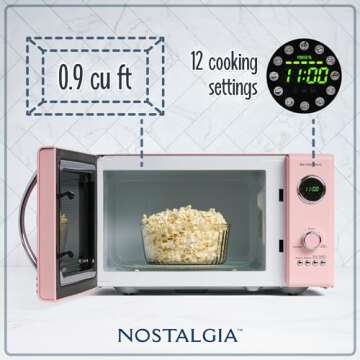 Nostalgia Retro Countertop Microwave Oven - Large 800-Watt - 0.9 cu ft - 12 Pre-Programmed Cooking S...