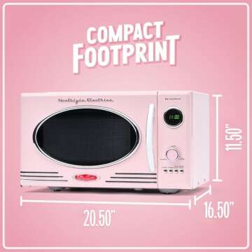 Nostalgia Retro Countertop Microwave Oven - Large 800-Watt - 0.9 cu ft - 12 Pre-Programmed Cooking Settings - Digital Clock - Kitchen Appliances - Pink