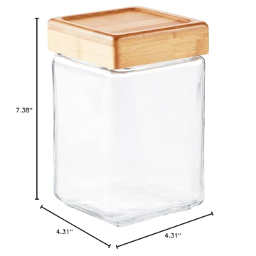 1.5-Quart Glass Storage Jars with Bamboo Lids Set of 4