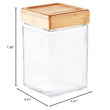 1.5-Quart Glass Storage Jars with Bamboo Lids Set of 4