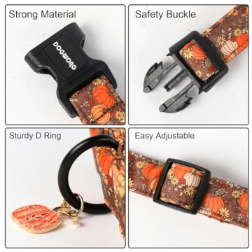 DOGWONG Fall Pumpkin Dog Collar for Stylish Dogs