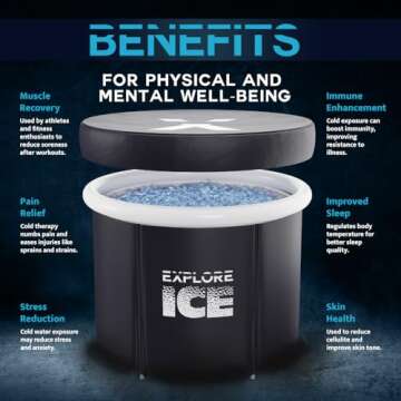 Explore Fitness Large Portable Ice Baths *Dec 2023 Upgrade* For Recovery/Cold Water Therapy Tub/Outd...