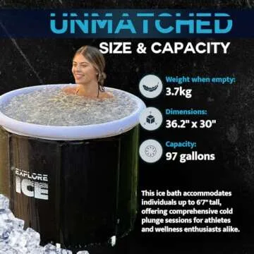 Explore Fitness Large Portable Ice Baths *Dec 2023 Upgrade* For Recovery/Cold Water Therapy Tub/Outdoor/Ice bath Tub For Athletes/Folding Bathtub Adult/Plunge Pool