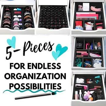 Polar Whale Drawer Makeup Organizers Compatible with IKEA Alex and Hundreds of Other Drawers 5 Piece Complete Black Foam Insert Set Nail Polish Compacts and More 11.5 X 14.5 Inches
