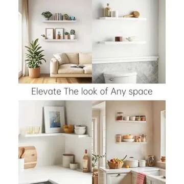 BAYKA Floating Shelves, 22.5" Wall Mounted Rustic Wood Shelves for Bathroom, Bedroom, Living Room, Kitchen, Office, Hanging Shelf for Books/Storage/Room Decor with 22lbs Capacity (White, Set of 2)