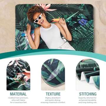 HYSEAS Lightweight Ultra-Thin Beach Towel Blanket, Oversized 63"X35", Sand Free, Quick Dry, Ideal fo...