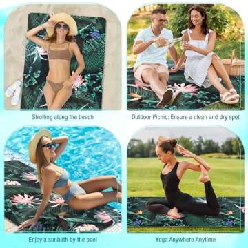 HYSEAS Lightweight Ultra-Thin Beach Towel Blanket, Oversized 63"X35", Sand Free, Quick Dry, Ideal for Swimming, Beach, Yoga, Travel, Camping, Essential Beach Accessory & Vacation Gift, Paradise Bird