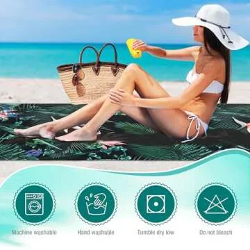 HYSEAS Lightweight Ultra-Thin Beach Towel Blanket, Oversized 63"X35", Sand Free, Quick Dry, Ideal for Swimming, Beach, Yoga, Travel, Camping, Essential Beach Accessory & Vacation Gift, Paradise Bird