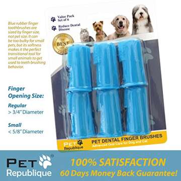 Pet Republique Dog Finger Toothbrush Set of 6 - Dental Brush for Large to Small Dogs, Cats, and Most...