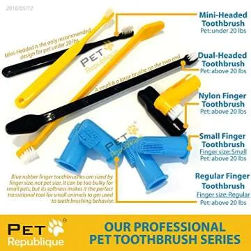 Pet Republique Dog Finger Toothbrush Set of 6 - Dental Brush for Large to Small Dogs, Cats, and Most Pets