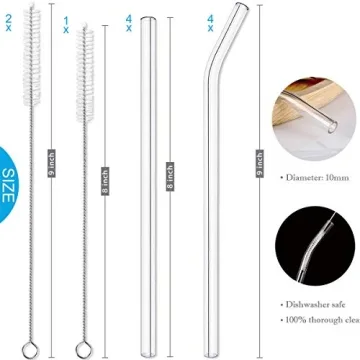 Eco-Friendly Glass Drinking Straws Set with Cleaning Brushes