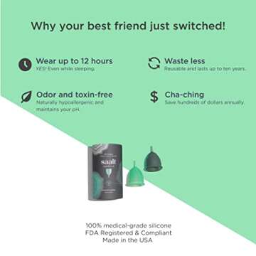 Saalt Twin Pack - Reusable Medical-Grade Silicone Period Cup - Wear for 12 Hours - Saalt Soft & Original Firmness (Small)