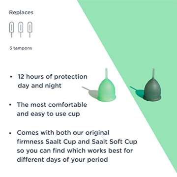 Saalt Twin Pack - Reusable Medical-Grade Silicone Period Cup - Wear for 12 Hours - Saalt Soft & Original Firmness (Small)