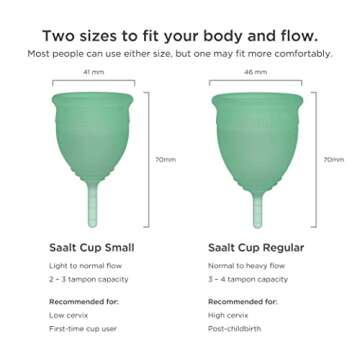 Saalt Twin Pack - Reusable Medical-Grade Silicone Period Cup - Wear for 12 Hours - Saalt Soft & Original Firmness (Small)