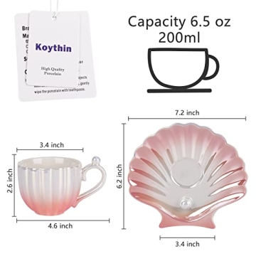 Elegant Koythin Pearl Shell Coffee Mug with Saucer