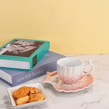 Elegant Koythin Pearl Shell Coffee Mug with Saucer