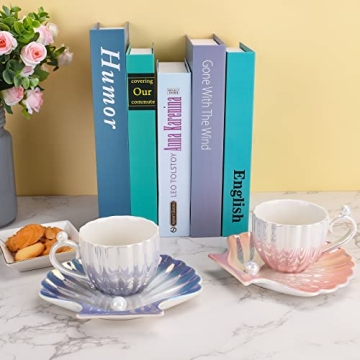 Elegant Koythin Pearl Shell Coffee Mug with Saucer
