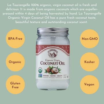 La Tourangelle Organic Coconut Oil for Cooking and Skin Care