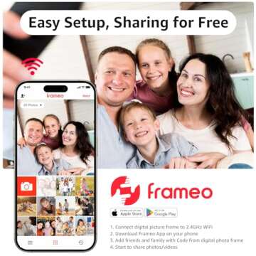 Frameo Digital Picture Frame 10.1 Inch Smart WiFi Digital Photo Frame with 64GB Memory, Electronic Picture Frame with 1280x800 IPS Touch Screen, Auto-Rotate&Slideshow, Easy Setup to Share Photo&Video