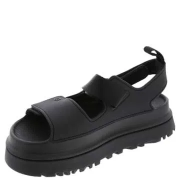 UGG Women's GOLDENGLOW Flat Sandal, Black, 8