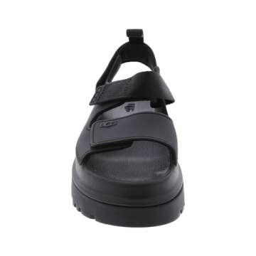 UGG Women's GOLDENGLOW Flat Sandal, Black, 8