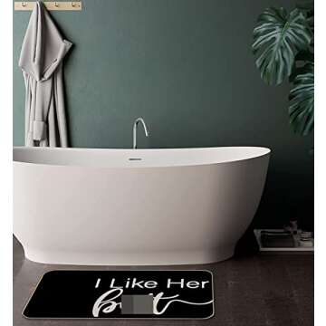 Funny Couples Matching Bath Mats, Hand Basin Set of 2 Door Mat, 17 x 30 inch Water Absorbent Non Sli...