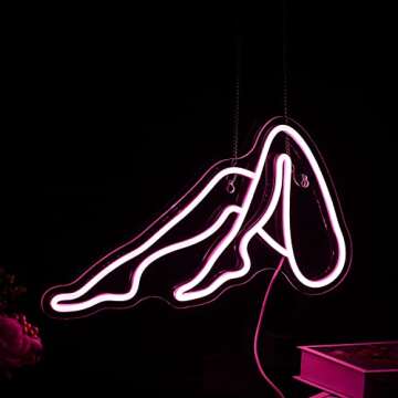 Pink Neon Signs Woman Legs LED Neon Sign Sexy Neon Lights Dimmable USB Powered Lady Legs Neon Light Signs for Wall Decor Girls Room, Queen party, Birthday party