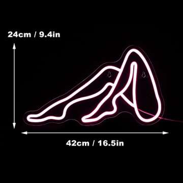 Pink Neon Signs Woman Legs LED Neon Sign Sexy Neon Lights Dimmable USB Powered Lady Legs Neon Light Signs for Wall Decor Girls Room, Queen party, Birthday party
