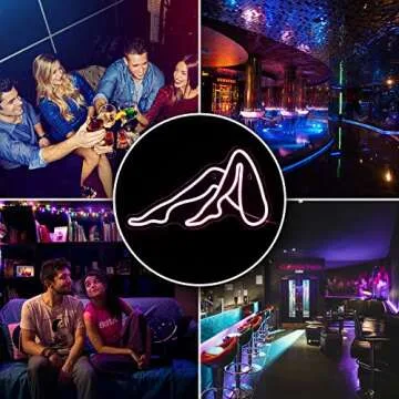 Pink Neon Signs Woman Legs LED Neon Sign Sexy Neon Lights Dimmable USB Powered Lady Legs Neon Light Signs for Wall Decor Girls Room, Queen party, Birthday party