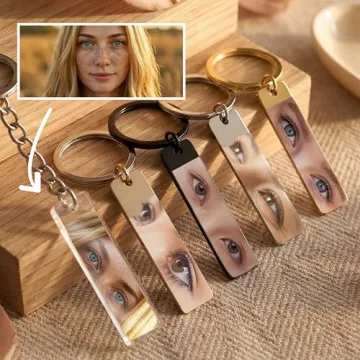 Personalized Eye Photo Keychain with Custom Text Gift