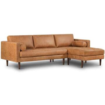 Poly & Bark Napa Leather Couch – Right-Facing Sectional Sofa