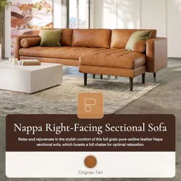 Poly & Bark Napa Leather Couch – Right-Facing Sectional Sofa