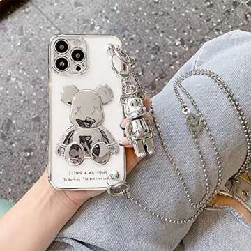 Compatible with iPhone 12 Case / 12 Pro Case, Cute Cartoon 3D Animal Character Cover with Metal Lany...