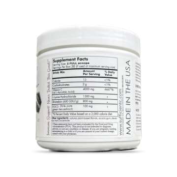 Sufficient-C High-Dosed 4000 mg. Vitamin C Lemon Peach Immune-Ade Drink Mix 250 gram Size - Refreshi...