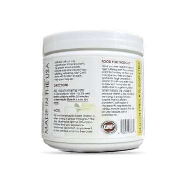 Sufficient-C High-Dosed 4000 mg. Vitamin C Lemon Peach Immune-Ade Drink Mix 250 gram Size - Refreshing with Generously Dosed L-lysine, Bromelain & 96% Pure, Caffeine-Free Green Tea Extract
