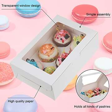TONGDE 30-Set Cupcake Boxes with Inserts & Window
