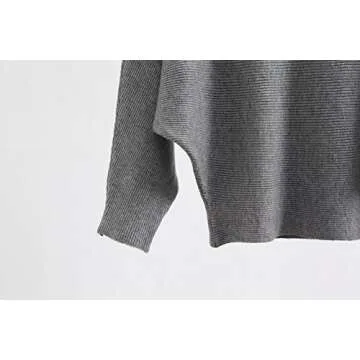 GABERLY Boat Neck Batwing Sleeves Dolman Knitted Sweaters and Pullovers Tops for Women (Grey, One Size)