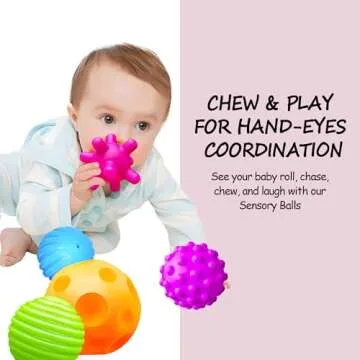 ROHSCE Baby Textured Multi Sensory Toys Massage Ball Gift Set BPA Free for Toddlers 1-3 Soft Balls Montessori Infant Baby Toys 6 to 12 Months 6 Pack