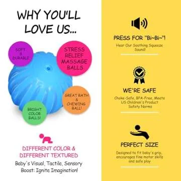 ROHSCE Baby Textured Multi Sensory Toys Massage Ball Gift Set BPA Free for Toddlers 1-3 Soft Balls Montessori Infant Baby Toys 6 to 12 Months 6 Pack