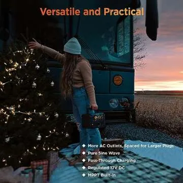 Portable Power Station Rebel400, 3x 440W (800W Surge) AC Outlets, 4-Mode LED, USB, DC, Type-C, 296Wh Lithium Battery Solar Generator (Solar Panel Optional) for Camping, Power Outage, Home Backup