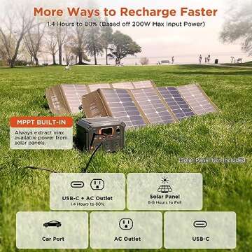 Portable Power Station Rebel400, 3x 440W (800W Surge) AC Outlets, 4-Mode LED, USB, DC, Type-C, 296Wh Lithium Battery Solar Generator (Solar Panel Optional) for Camping, Power Outage, Home Backup