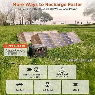 Portable Power Station Rebel400, 3x 440W (800W Surge) AC Outlets, 4-Mode LED, USB, DC, Type-C, 296Wh Lithium Battery Solar Generator (Solar Panel Optional) for Camping, Power Outage, Home Backup
