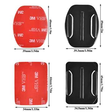 18 Pcs Adhesive Mounts for GoPro Cameras, 9 Pcs Curved Mounts & 9 Pcs Flat Mounts with Sticky Pads, ...