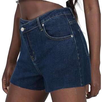 Genleck Women's Juniors Criss Crossover Jean Shorts High Waisted Stretchy Denim Shorts Casual Summer...