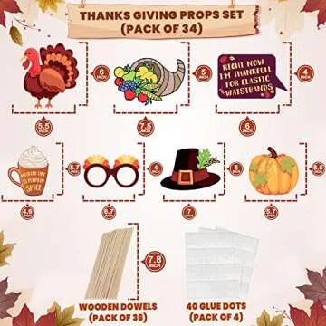 KatchOn Thanksgiving Photo Booth Props - 34 Pack Easy Assembly
