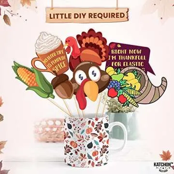 KatchOn Thanksgiving Photo Booth Props - 34 Pack Easy Assembly