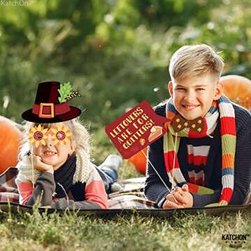 KatchOn, Happy Thanksgiving Photo Booth Props - Pack of 34 | Thanksgiving Photo Props | Fall Photo Booth Props | Thanksgiving Picture Props for Thanksgiving Decorations | Harvest Photo Booth Props