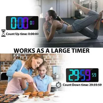 [Oversized] 18" Digital Wall Clock Large Display, 11 RGB Color Changing Large Digital Wall Clock with Remote, Date, DST, Temperature, Auto Brightness Digital Alarm Clock for All Large Spaces Use